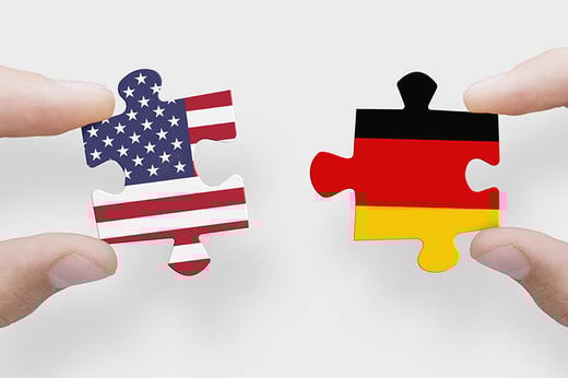 germany and us flag puzzle pieces