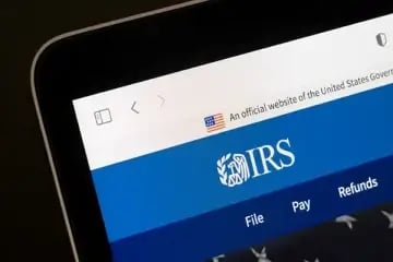 website with the IRS website loaded